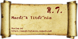 Mazák Titánia névjegykártya